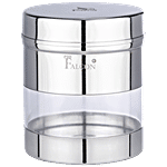 PddFalcon Stainless Steel See-N-Store See Through Canister - Mirror Finish, For Tea, Coffee Powder, Biscuits 400 ml
