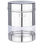 PddFalcon Stainless Steel See-N-Store See Through Canister - Mirror Finish, For Tea, Coffee Powder, Biscuits 550 ml