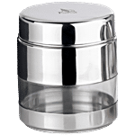 PddFalcon Stainless Steel Twister See Through Canister - Mirror Finish, Stores Tea, Coffee Powder & Biscuits 400 ml