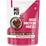 MuscleBlaze High Protein Muesli, Dark Chocolate & Cranberry 1 kg Pouch