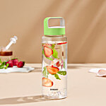 Borosil Crysto Borosilicate Glass Water Bottle - With Green Husk Lid, Wide Mouth 750 ml