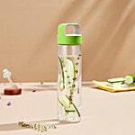 Borosil Neo Borosilicate Glass Water Bottle - With Green Husk Lid, Fridge-Proof, 26 cm 550 ml 