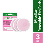 Garnier Skin Active - Micellar Reusable Eco Pads, Pure Cotton Pads, One Swipe Makeup Remover, Removes Makeup Gently 3 pcs 