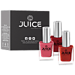 Juice Nail Polish - Coral Sunset-292, Golden Orange-249, Firey Red - 208, Zero-chip, Heavily Pigmented 33 ml (Pack of 3)
