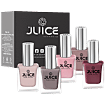 Juice Nail Polish - Petal Pink, Camel, Sun Kissed, Dusty Coral, TeddyBrown, Zero-chip, Heavily Pigmented 55 ml (Pack of 5)