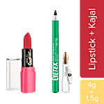 Eyetex Dazller Lipstick & Kajal Combo - Matte Finish Lip Colour, Intense Colour Payoff, Herbally Enhanced Kohl 2 pcs Cardinal Red