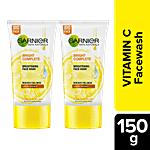 Garnier Bright Complete Vitamin C Facewash - Reduces Dullness, Lemon Essence 150 g (Pack of 2)