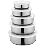 Jensons Stainless Steel Storage Set - White 5 pcs (200 ml + 350 ml + 600 ml + 850 ml + 1.15 L)