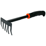 Natures Plus Garden Rake 5 Teeth - Sturdy Handle, Comfortable Grip, Black 1 pc