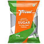 Triveni Premium White Crystal Sugar - Add To Beverages, Sweets & Desserts 5 kg Pouch