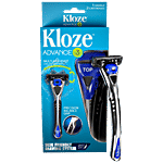 Kloze Advance 3 Razor With 2 Cartridge - Sharp Steel Blade, Rubber Handle 3 pcs 