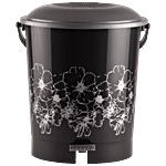 Polyset Super Pedal Bin - Screen Print, Plastic, Lightweight & Durable, Black 11 L 