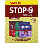 Stop-O Power Brick Air Freshener Blocks - Assorted Flavours 50 g (Pack of 4)