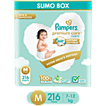 Pampers  Premium Care Pants - M Medium Size Baby Diapers, Softest Ever Pampers Pants, 7-12 Kg 216 pcs 