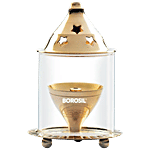 Borosil Akhand Diya - Brass, Small, Unique Design, For Pooja Purpose 1 pc