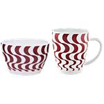 Larah by Borosil Mug & Bowl Breakfast Set - Waves, Brown & White 2 pcs