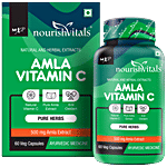 Nourishvitals Amla Vitamin C 500 mg Capsules - With Tannins > 25% Pure Herbs, Rich In Antioxidant 60 pcs