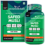 Nourishvitals Safed Musli 500 mg Capsules - With Saponins > 20% Pure Herbs, Improves Energy Level 60 pcs