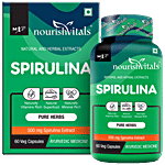 Nourishvitals Spirulina Pure Herbs 500 mg Capsules - Naturally Mineral & Vitamin Rich 60 pcs