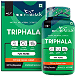 Nourishvitals Triphala Pure Herbs 500 mg Capsules - Bowel Wellness, Boosts Gut Health 60 pcs