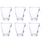 Roxx Delta Mug - Premium Quality Glass, Round, Transparent 165 ml (Set of 6)