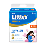 Little's Premium Baby Fluffy Soft Diaper Pants - L, 9-14 kg 62 pcs