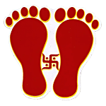 Creative Space Diwali Lakshmi Charan - Auspicious, For Decoration, Puja, Red & Yellow 1 pc 