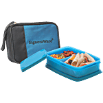Signoraware Compact Small Lunch Box With Bag - Blue, Airtight & Spill-Proof 2 pcs (550 ml+150 ml)