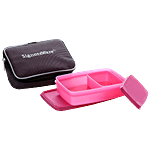 Signoraware Compact Small Lunch Box With Bag - Pink, Airtight & Spill-Proof 2 pcs (550 ml +150 ml)