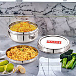 Hazel Stainless Steel Traditional Design Lunch/Tiffin Container - With Locking Clip, Durable 350 ml (1 pc)