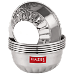 Hazel Stainless Steel Serving Bowl/Wati/Vati/Katori - Glossy Finish, Durable, Silver 220 ml (Set of 6)
