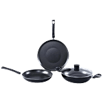 Wonderchef Tivoli Induction Bottom Non-Stick Coated Cookware Set - Aluminium, Black 4 pcs