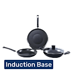 Wonderchef Tivoli Induction Bottom Non-Stick Coated Cookware Set - Aluminium, Black 4 pcs