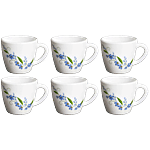 Cello Ricca Mug - Black Magic, White, Opalware, Lightweight, Scratch Resistant Set of 6 (Set of 6)