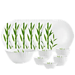 Cello Dinner Set - Opalware, Dazzle Bamboo Grove, White 19 pcs