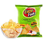 Easy Fun Potato Chips - Cream N Onion Flavour, Crunchy 52 g