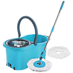 Sparkmate By Crystal Strolly Spin Mop Bucket With Pully & Attached Drainage Knob, Steel Wringer, 1 Free Microfiber Refill, 360° Cleaning, Height Adjustable Rod 1 pc 