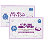 The Moms Co Natural Baby Soap - Shea Butter, Calendula & Oatmeal, pH 5.5, Cleans & Soothes Skin 75 g (Pack of 2)