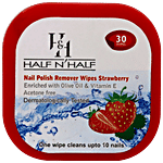 Half N Half Nail Polish Remover Wipes - Enriched With Olive Oil & Vitamin E, Acetone Free 30 pcs Strawberry