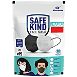 Safekind Face Mask N-95 - UVC Sanitised 3 pcs (2 Black + 1 White)