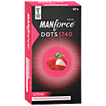 Manforce Condoms Dots 1740 - Litchi, Extra Dotted For More Pleasure, Premium 10 pcs