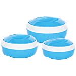 Princeware Casserole Set - Inner Steel, Insulated, Blue, Solar 3 pcs 530 ml, 780 ml, 1.29 l