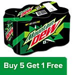 Mountain Dew Soft Drink 250 ml Can (Buy 5 Get 1 Free)