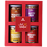 Omay Foods Wholesome Treats Gift Box - Roasted Cashews & Almonds, Berries & Nutty Mix 4 pcs