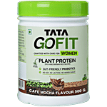 Tata GoFit Plant Protein Powder - Cafe Mocha Flavour For Women, Gut-Friendly Probiotics 500 g (20 Serves)