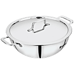 Bergner Tri-Pro Triply Stainless Steel Kadai - 3 Layer, Induction Base, With Lid, 24 cm 3.1 l 