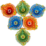 SriRudra Decorative Colour Diya - S4, Eco-Friendly, For Diwali Decorations 6 pcs