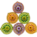 SriRudra Decorative Colour Diya - S6, Eco-Friendly, For Diwali Decorations 6 pcs