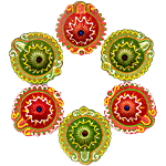 SriRudra Decorative Colour Diya - S7, Eco-Friendly, For Diwali Decorations 6 pcs