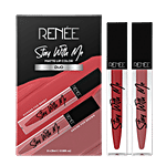 Renee Stay With Me Matte Lip Color - Duo, Desire For Brown & Hunger For Berry 5 ml (Pack of 2)